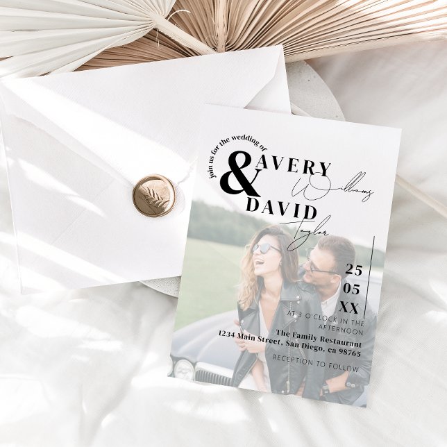 Photo Minimal Modern Photo Simple Wedding Invitation (Creator Uploaded)