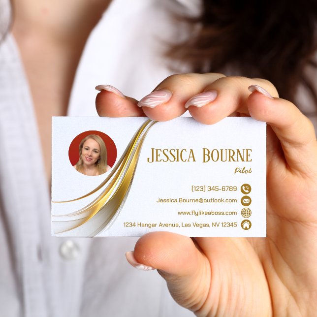Photo Minimal Modern Professional QR Code Gold Business Card (Creator Uploaded)