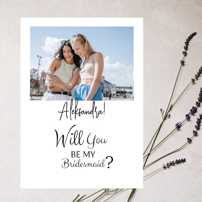 Photo Minimalist Bridesmaid Proposal Card Template (Creator Uploaded)