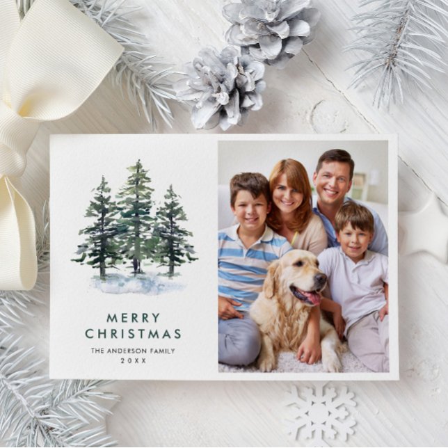 PHOTO Minimalist Christmas Tree Greeting Holiday Card (Creator Uploaded)