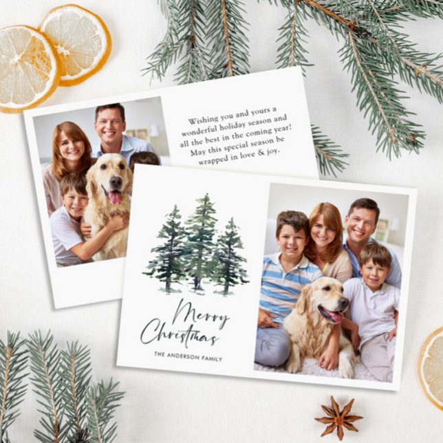 PHOTO Minimalist Christmas Tree Greeting Holiday Card (Creator Uploaded)