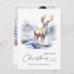 PHOTO Minimalist Elegant Deer Christmas Holiday Card