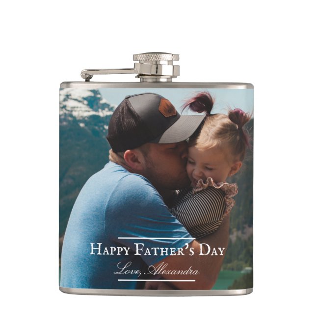 Photo Minimalist Father's Day | White Hip Flask (Front)