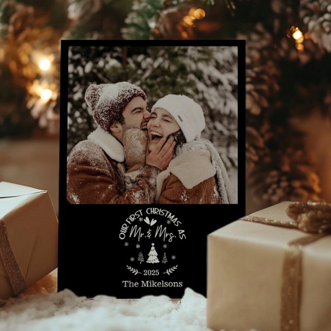Photo Minimalist First Christmas as Mr. & Mrs Holiday Card (Creator Uploaded)