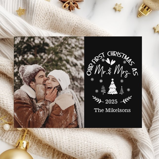 Photo Minimalist First Christmas as Mr. & Mrs Holiday Card (Creator Uploaded)