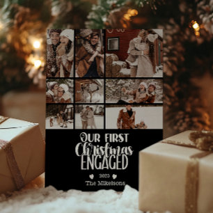 Photo Minimalist First Christmas Engaged Holiday Card