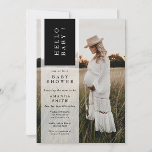 Photo Minimalist Gender Neutral Hello Baby Shower Invitation