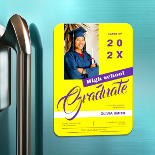 Photo Minimalist Modern High School Graduation Magnet