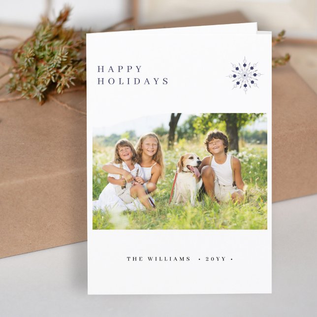 Photo minimalist modern typography Happy Holidays Holiday Card (Creator Uploaded)