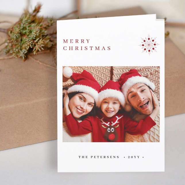 Photo minimalist modern typography Merry Christmas Holiday Card (Creator Uploaded)