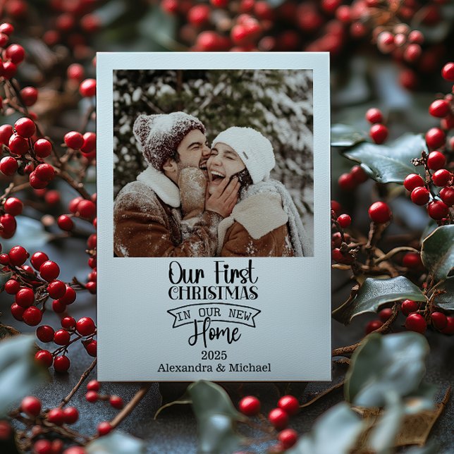 Photo Minimalist Newlywed Christmas Holiday Card (Creator Uploaded)