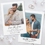Photo Minimalist Script Elegant Wedding Save The Date<br><div class="desc">Simple Minimalist Wedding Save the Date Card. This design features a timeless and versatile layout with photos on both the front and back, each with rounded edges for a soft, elegant touch. The front showcases "Save the Date" in a stylish mix of script, serif, and simple sans-serif fonts, followed by...</div>