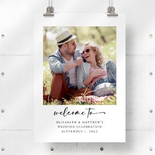Photo Minimalist Script Wedding Welcome Sign