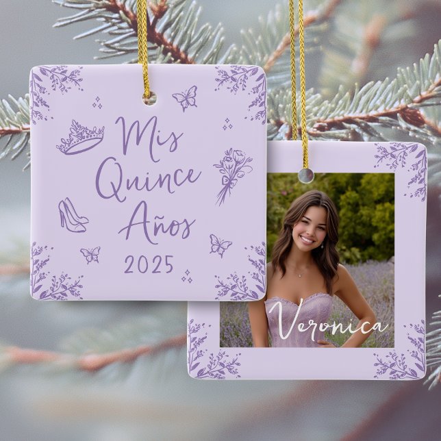 Photo "Mis Quince Años" Quinceañera Ornament (Front and Back view)