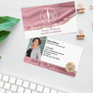 Photo Mobile Notary Loan Signing Agent Monogram Business Card