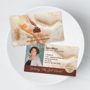 Photo Mobile Notary Loan Signing Agent Monogram Business Card