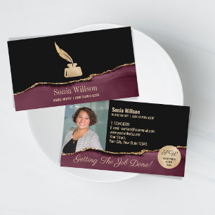 Photo Mobile Notary Loan Signing Agent Monogram Business Card