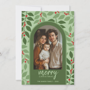 Photo modern arch - eucalyptus branches Christmas Holiday Card