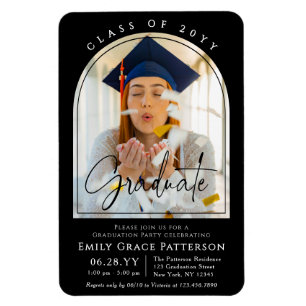 Photo Modern Arch Graduate Script Graduation Party Magnet