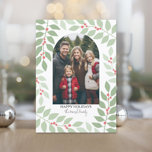 Photo modern arch - whimsical branches Christmas Holiday Card