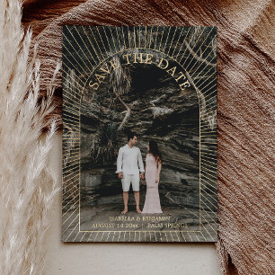 Photo Modern Boho Arch Save The Date Gold 