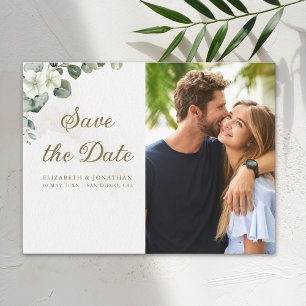 Photo – Modern Boho Eucalyptus & White Flowers Postcard