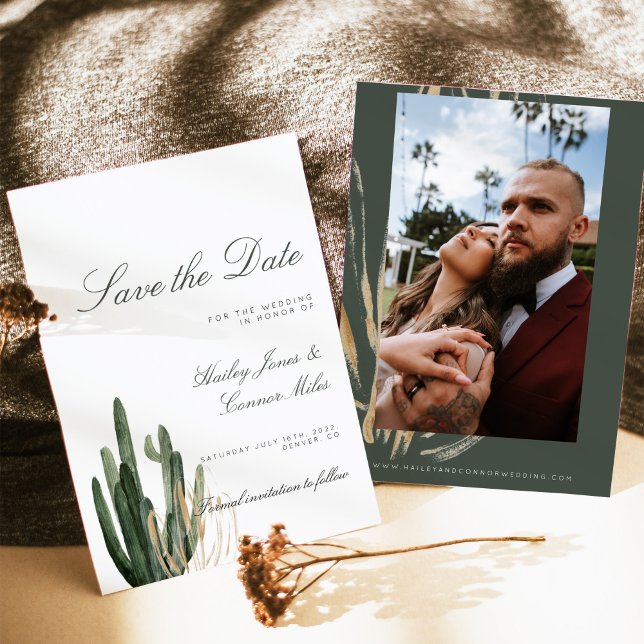 Photo Modern Cactus Save the Date Invitation (Creator Uploaded)