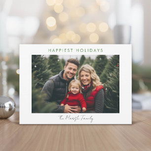 Photo Modern Christmas Dots White Border Happiest Holiday Card