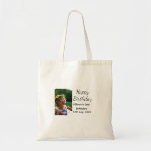 Photo modern classic add name date happy birthday  tote bag