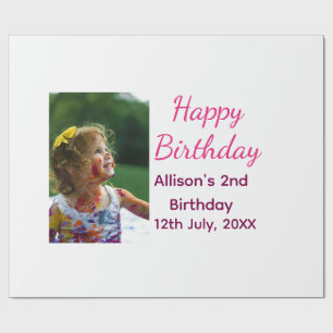 Photo modern classic add name date happy birthday  wrapping paper