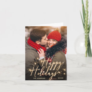 PHOTO Modern Golden Christmas Greeting Holiday Card
