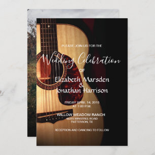 Photo Modern Guitar Musical Musician Wedding Invitation