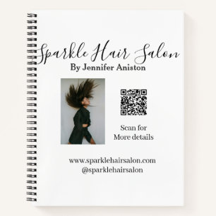 Photo modern hair salon small business QR code  Notebook