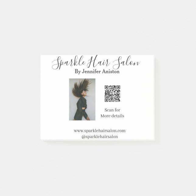 Photo modern hair salon small business QR code  Post-it Notes (Front)