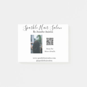 Photo modern hair salon small business QR code Post-it Notes
