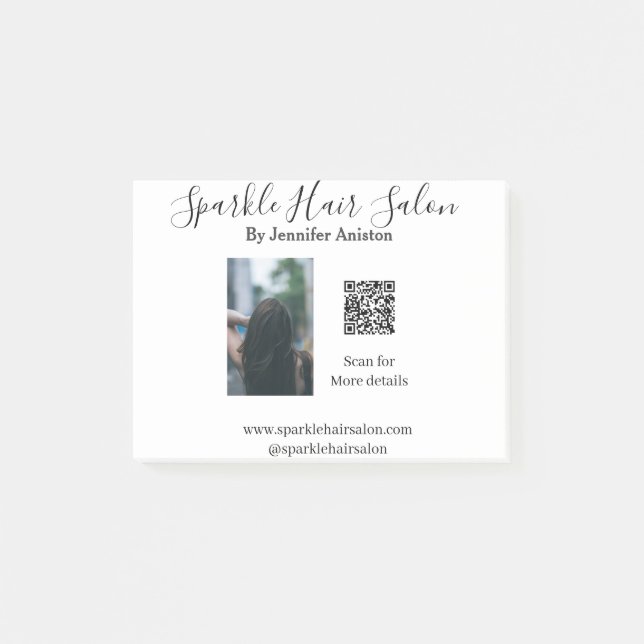 Photo modern hair salon small business QR code  Post-it Notes (Front)