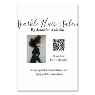 Photo modern hair salon small business QR code  Table Number