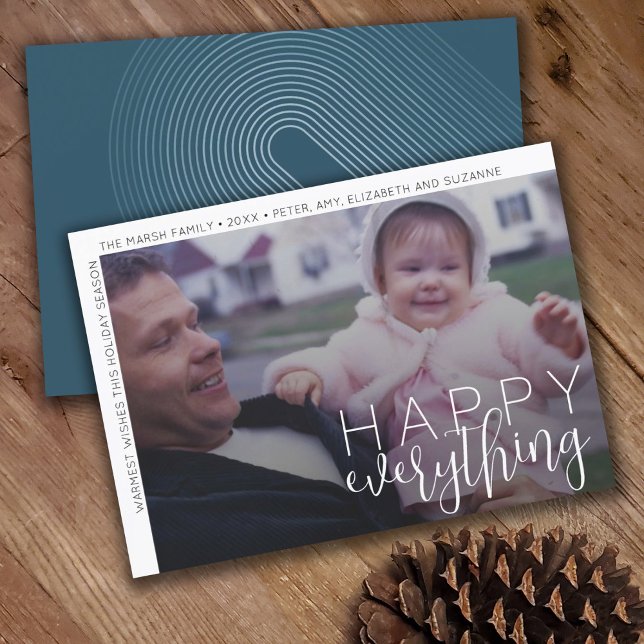 Photo Modern Happy Everything Minimal White Border Holiday Card (Creator Uploaded)