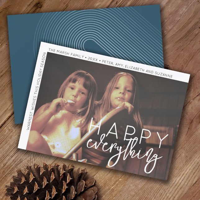 Photo Modern Happy Everything Minimal White Border Holiday Card (Creator Uploaded)