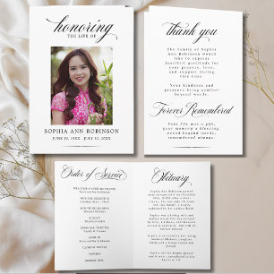 Photo Modern Memorial Order of Service Program  Card