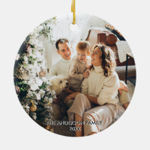 Photo Modern Merry & Bright Colourful Red Green Ceramic Tree Decoration