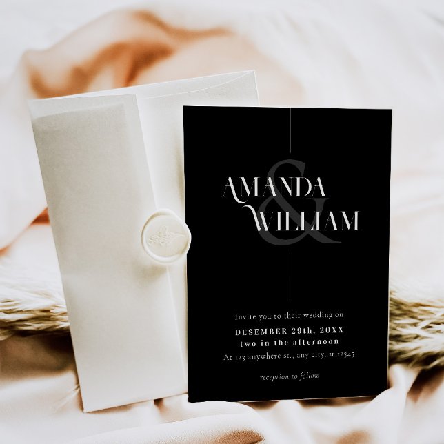 Photo Modern Minimal Black and White Wedding Invitation (Creator Uploaded)