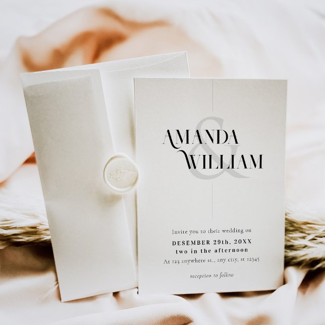 Photo Modern Minimal Black and White Wedding Invitation (Creator Uploaded)