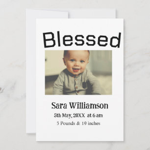 Photo modern minimal edit birth announcement card