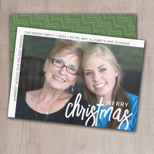 Photo Modern Minimal White Border Merry Christmas Holiday Card (Creator Uploaded)