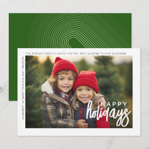 Photo Modern - Minimal White Border Offset Happy Holiday Card