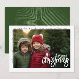Photo Modern - Minimal White Border Offset Merry Holiday Card