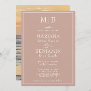 Photo Modern Minimalist Boho Pink Wedding Invitation