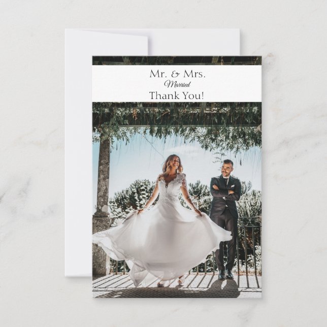 Photo Modern Minimalist Wedding Thank You Card (Front)