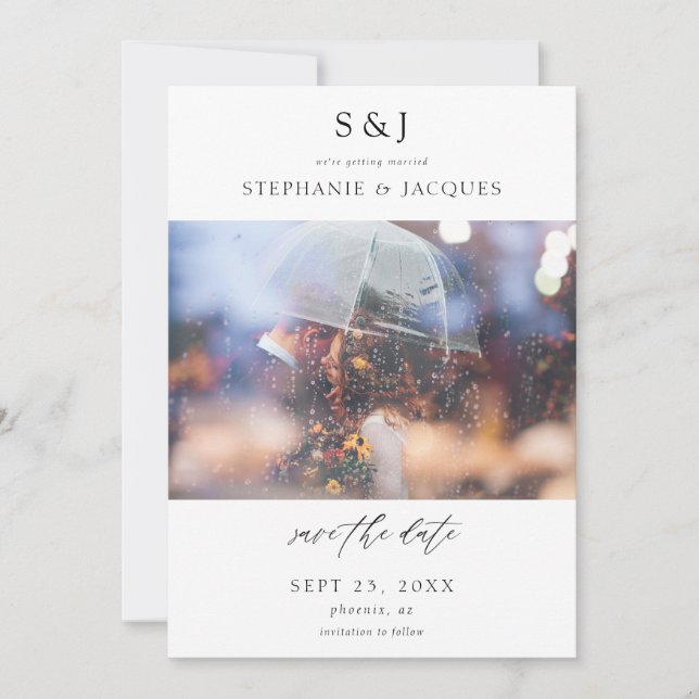 Photo Modern Mongoram Save the Date  Invitation (Front)